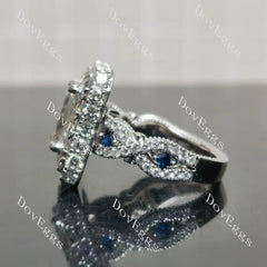 Emerald halo pave vintage moissnaite engagement ring| Doveggs