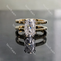 Oval hidden halo pave moissanite engagement ring| DovEggs