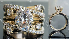 Oval pave split shank moissanite engagement ring| DovEggs