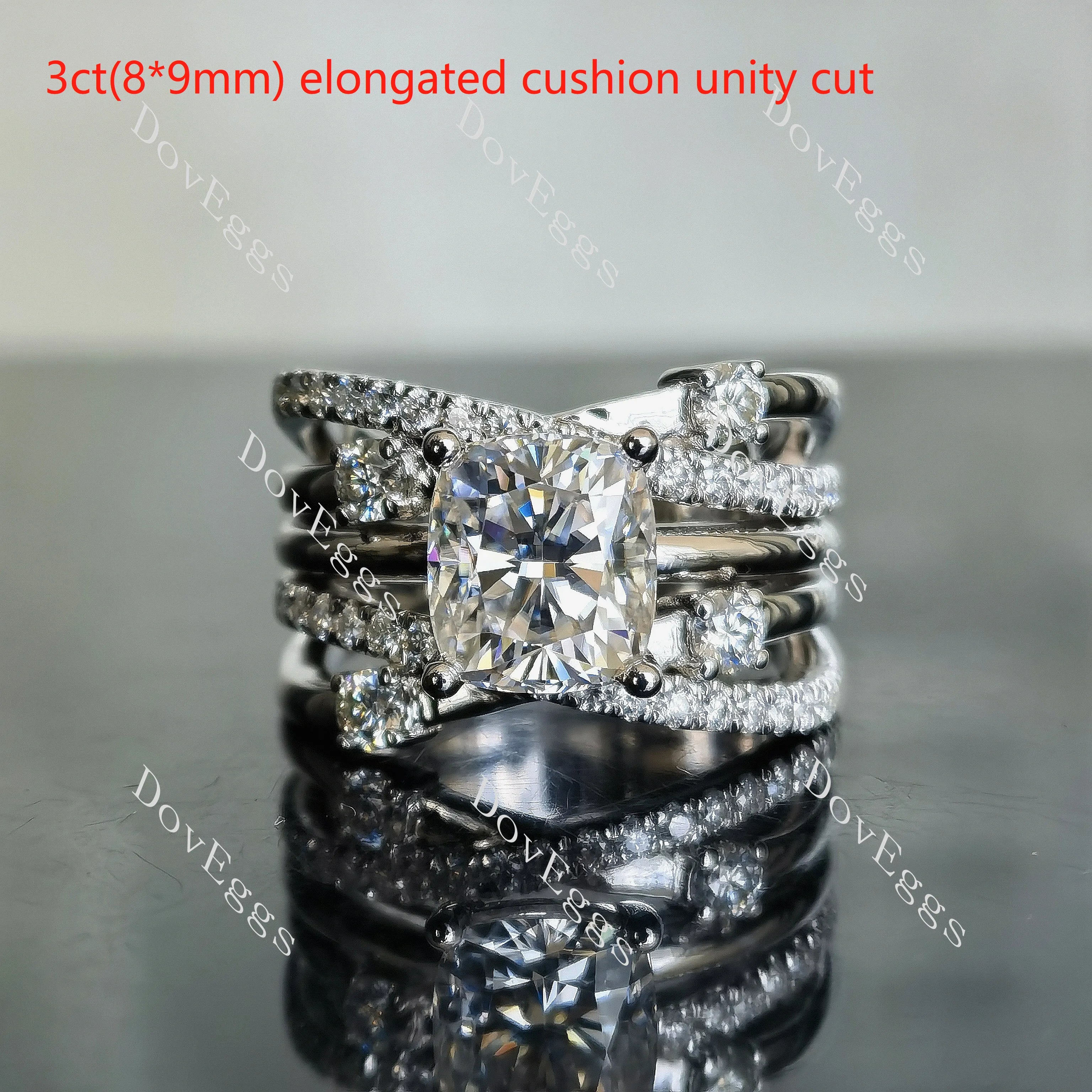 Oval pave split shank moissanite engagement ring| DovEggs