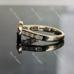 Oval bezel channel set moissanite engagement ring| DovEggs