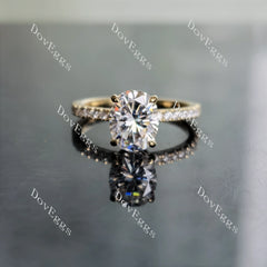 Oval half eternity pave moissanite engagement ring| Doveggs
