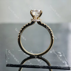 Oval half eternity pave moissanite engagement ring| Doveggs