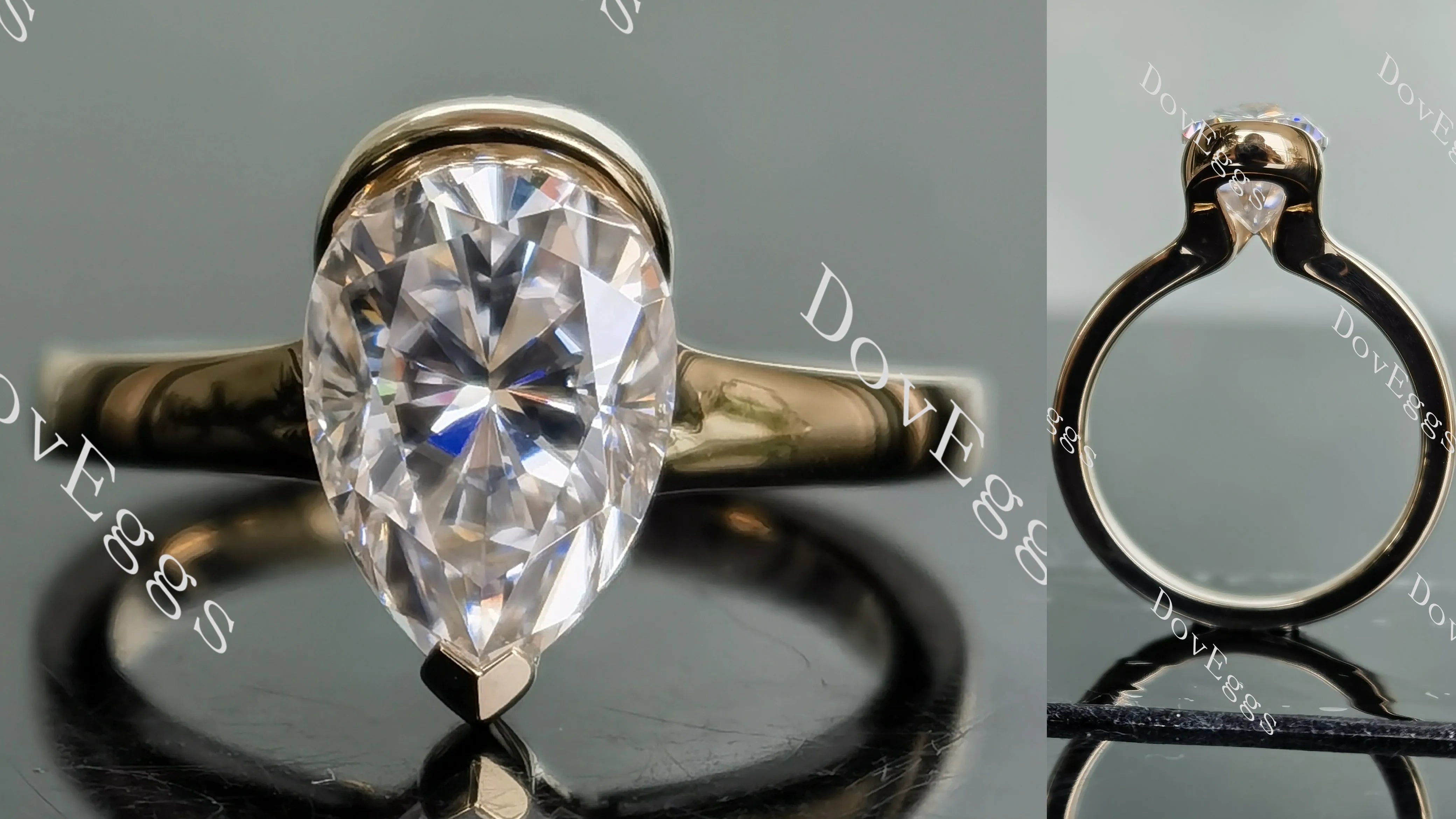 Doveggs bezel engagement ring semi-mount only(Exclusively to DovEggs Stones)