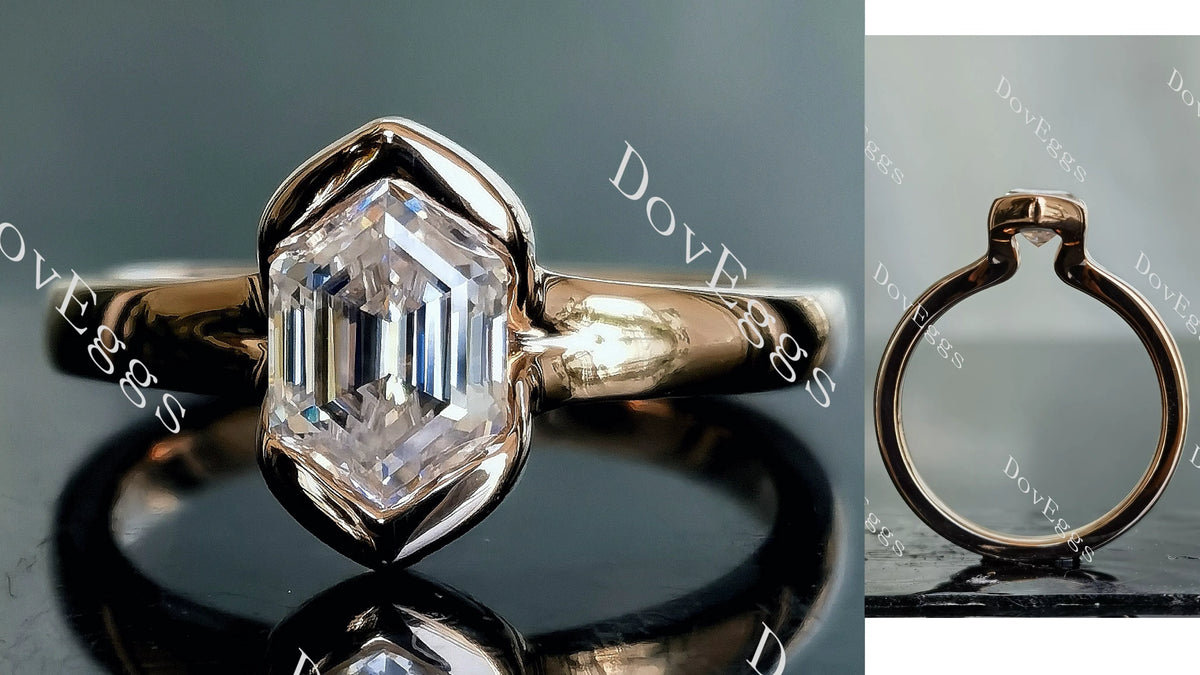 Kindal Dovie Doutch Marquise cut solitaire moissanite engagement ring