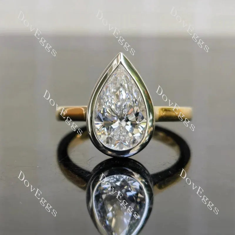 Bezel hidden halo engagement ring only semi-mount only(Exclusively to DovEggs Stones)