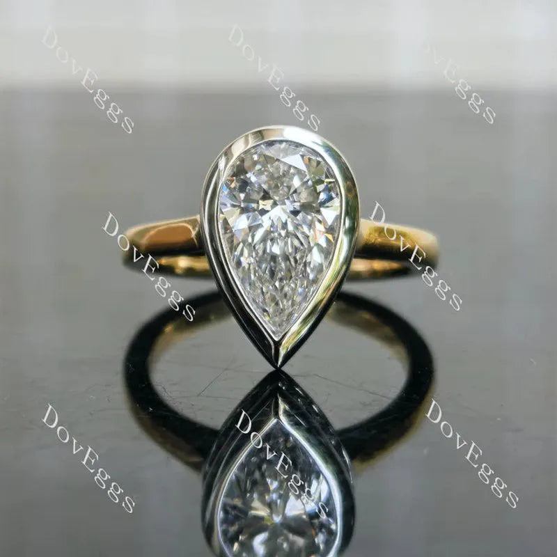 Bezel hidden halo engagement ring only semi-mount only(Exclusively to DovEggs Stones)