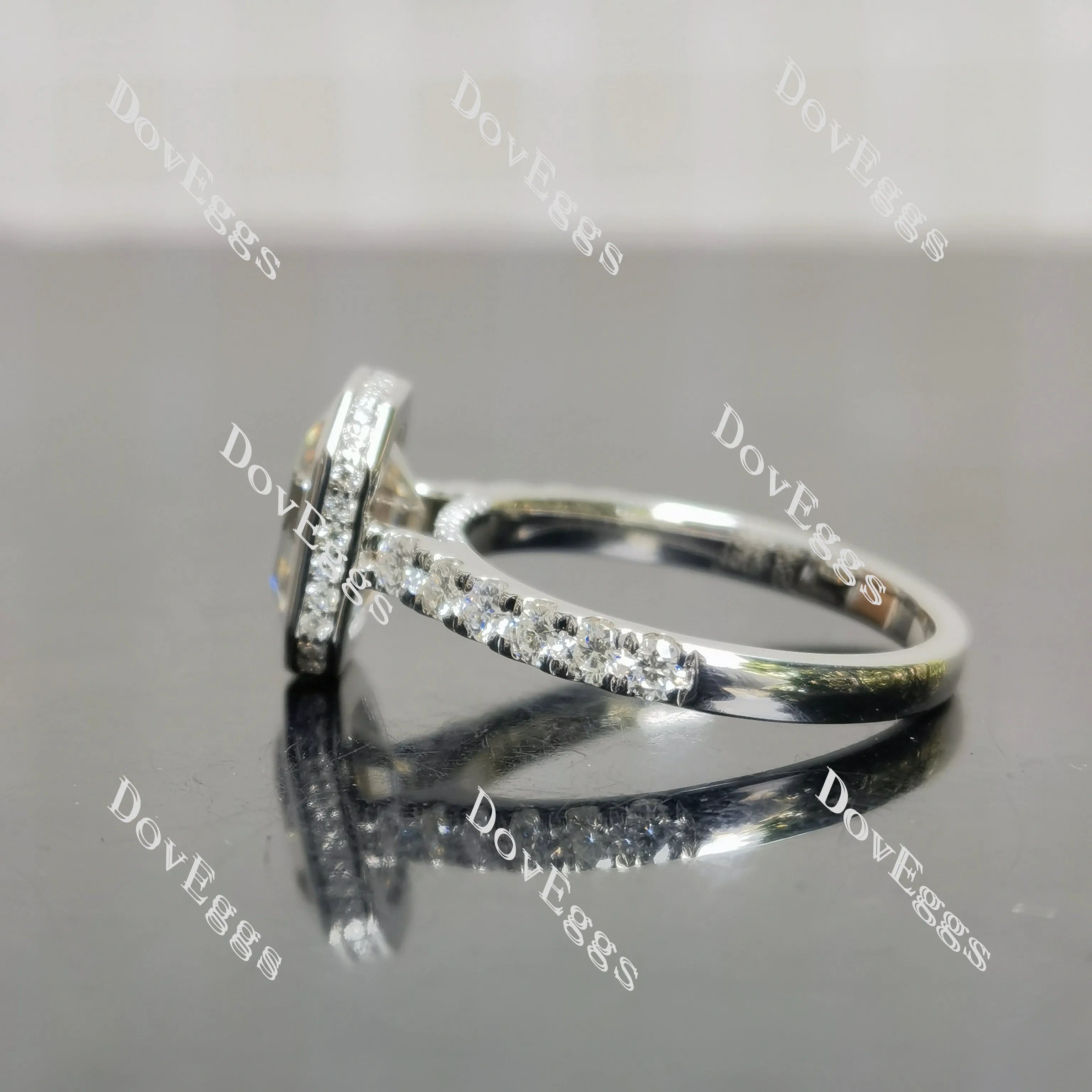 (size 7) Doveggs sterling silver 3ct GHI color elongated Krupp cut moissanite engagement ring