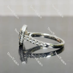 (size 7) Doveggs sterling silver 3ct GHI color elongated Krupp cut moissanite engagement ring