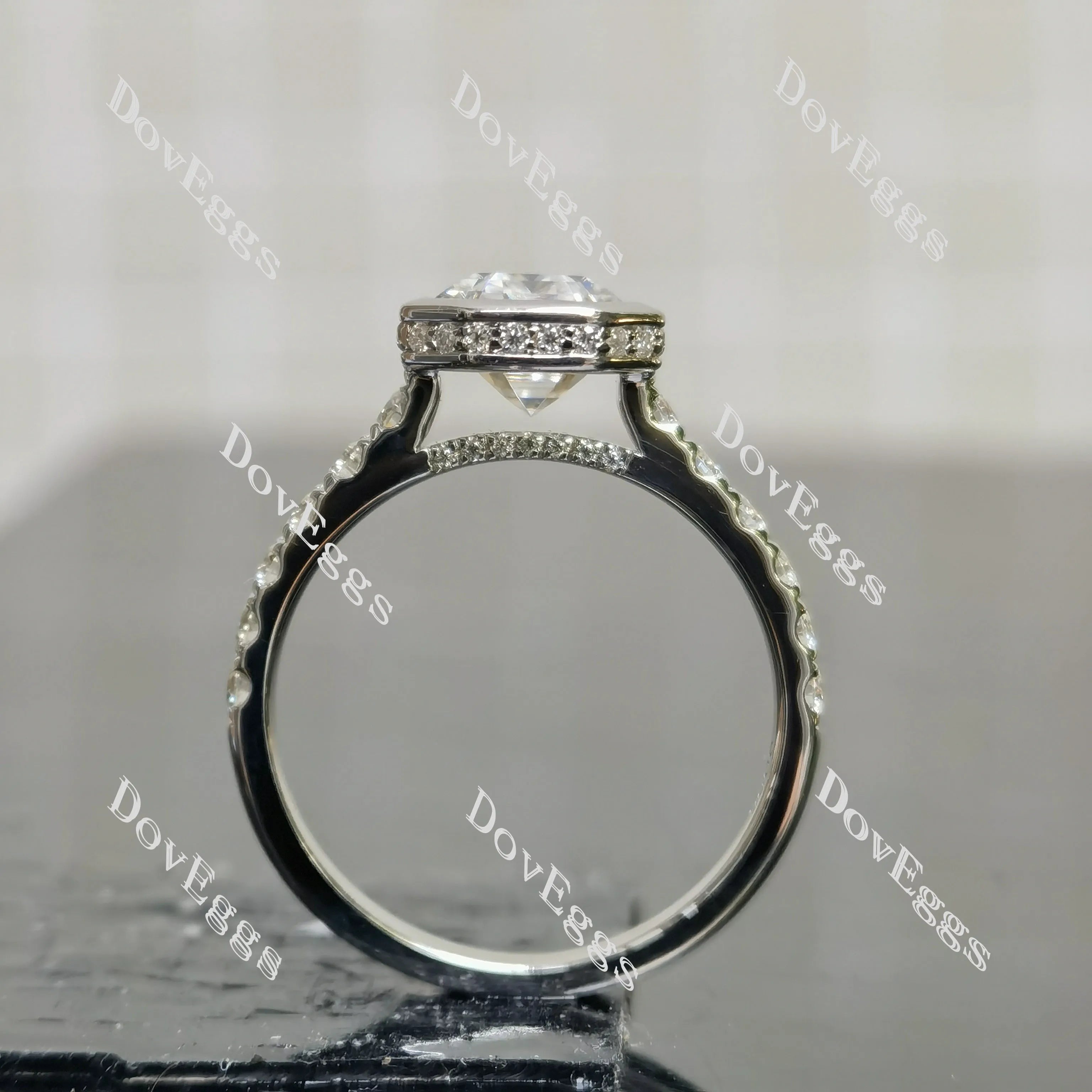 (size 7) Doveggs sterling silver 3ct GHI color elongated Krupp cut moissanite engagement ring