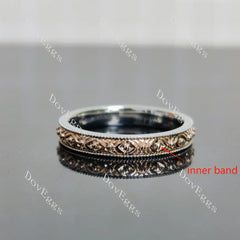 Carved art deco plain wedding band-3.5mm band width| DovEggs