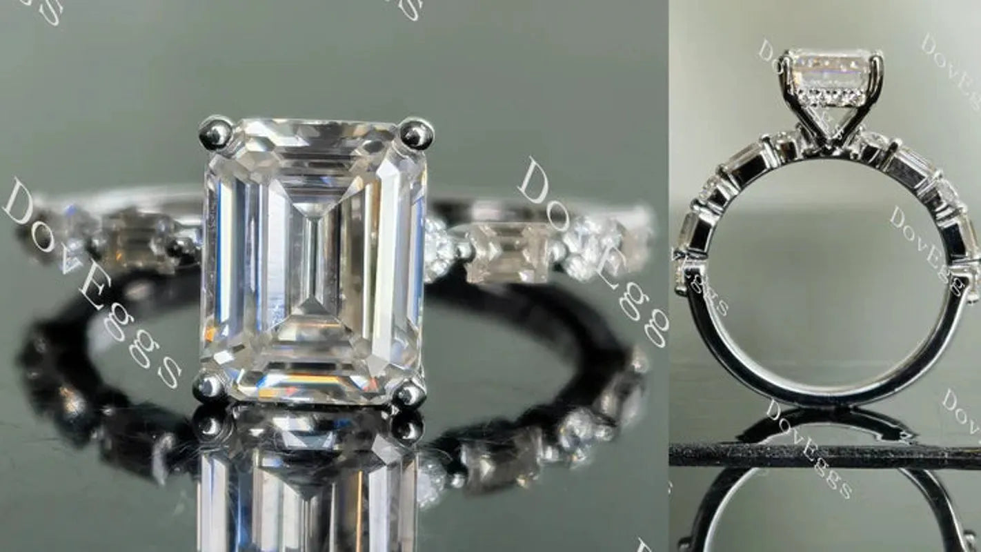 Half eternity pave engagement ring only semi-mount only(Exclusively to DovEggs Stones)