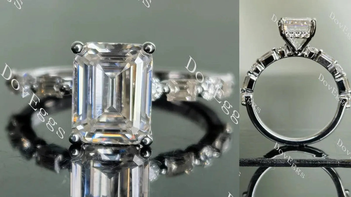 Half eternity pave engagement ring only semi-mount only(Exclusively to DovEggs Stones)