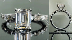 Half eternity pave engagement ring only semi-mount only(Exclusively to DovEggs Stones)