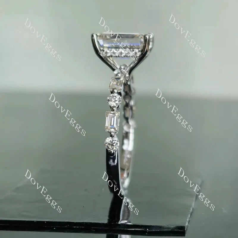 Half eternity pave engagement ring only semi-mount only(Exclusively to DovEggs Stones)