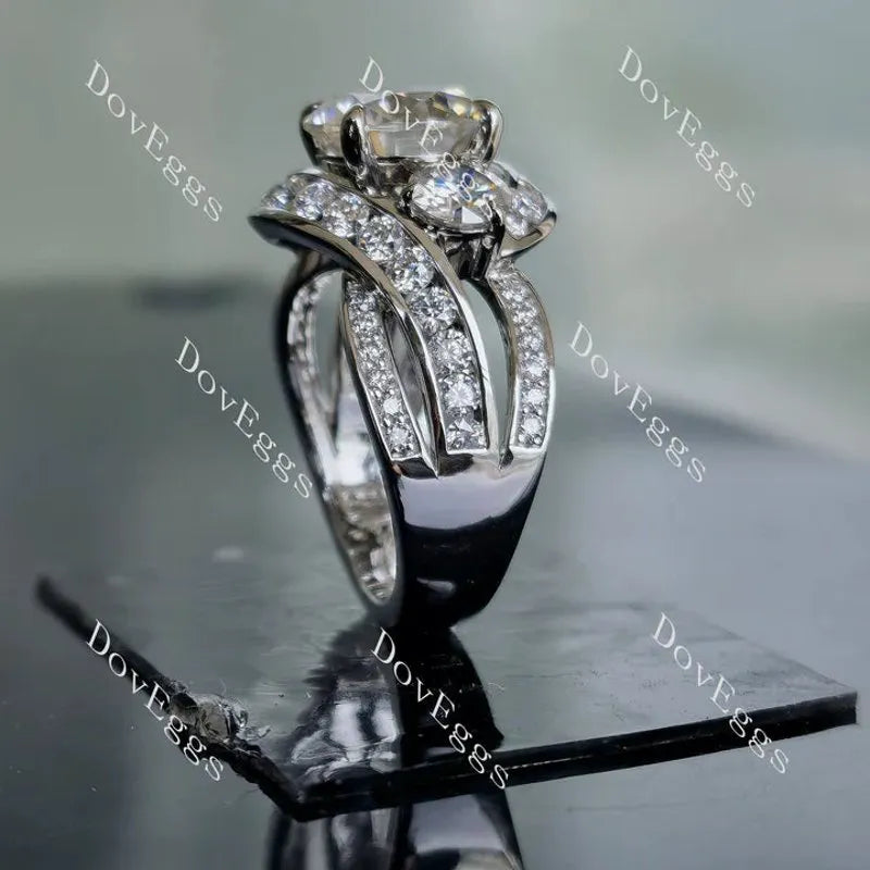 Doveggs side stones channel set engagement ring only semi-mount only(Exclusively to DovEggs Stones)