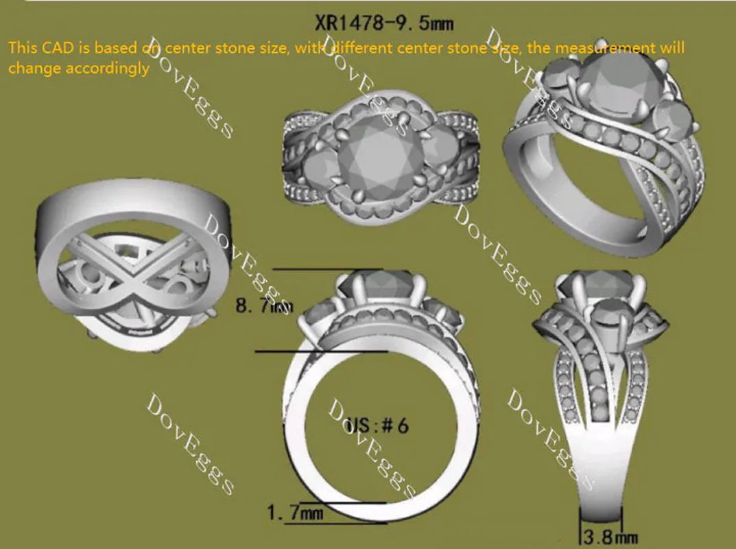 Doveggs side stones channel set engagement ring only semi-mount only(Exclusively to DovEggs Stones)