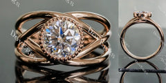 Bezel split shank engagement ring semi-mount only(Exclusively to DovEggs Stones)