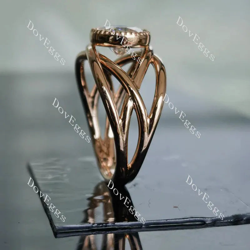 Bezel split shank engagement ring semi-mount only(Exclusively to DovEggs Stones)