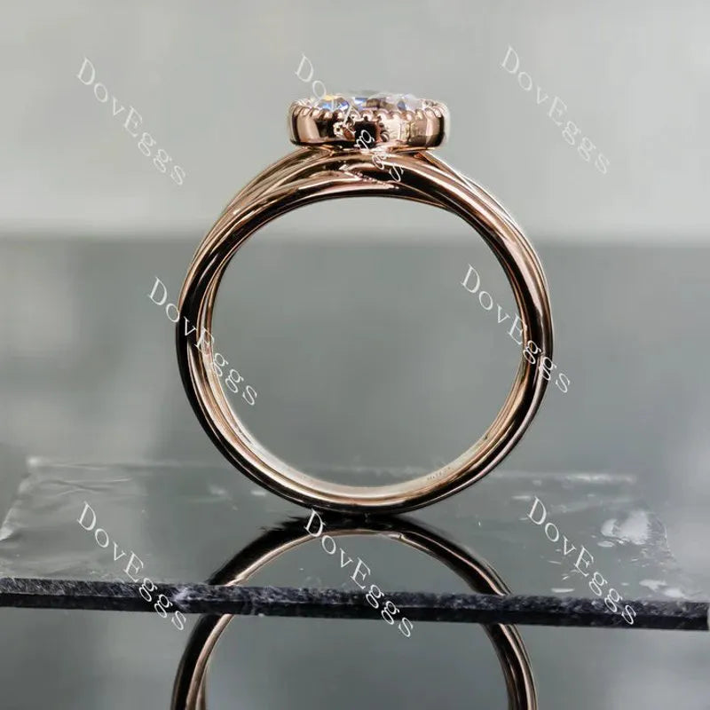 Bezel split shank engagement ring semi-mount only(Exclusively to DovEggs Stones)