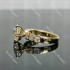 Pave side stones bezel engagement ring semi-mount only(Exclusively to DovEggs Stones)