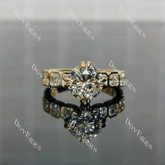Pave side stones bezel engagement ring semi-mount only(Exclusively to DovEggs Stones)
