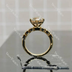 Pave side stones bezel engagement ring semi-mount only(Exclusively to DovEggs Stones)