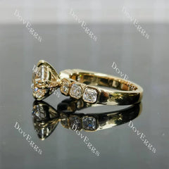 Round asscher bezel moissanite engagement ring| Doveggs
