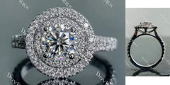 Halo pave engagement ring only semi-mount only(Exclusively to DovEggs Stones)