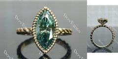 Marquise bezel solitaire colored moissanite engagement ring| DovEggs