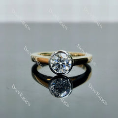 Round solitaire bezel moissanite engagement ring| DovEggs