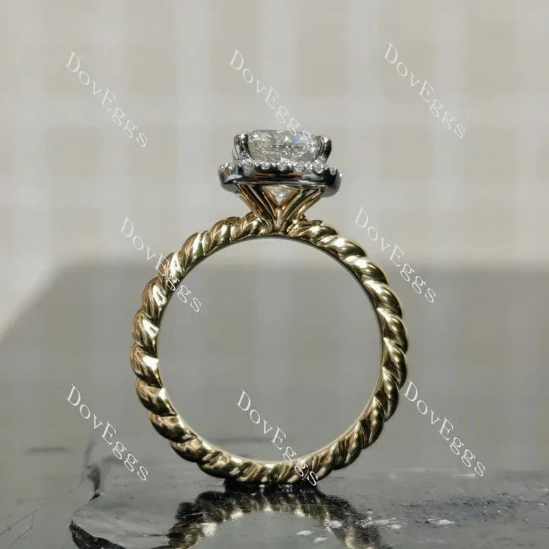 Jennifer 1- Cushion halo moissanite engagement ring| DovEggs
