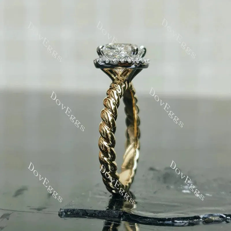 Jennifer 1- Cushion halo moissanite engagement ring| DovEggs