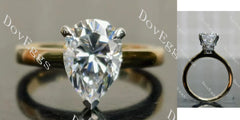 Pear pave hidden halo moissanite engagement ring| DovEggs