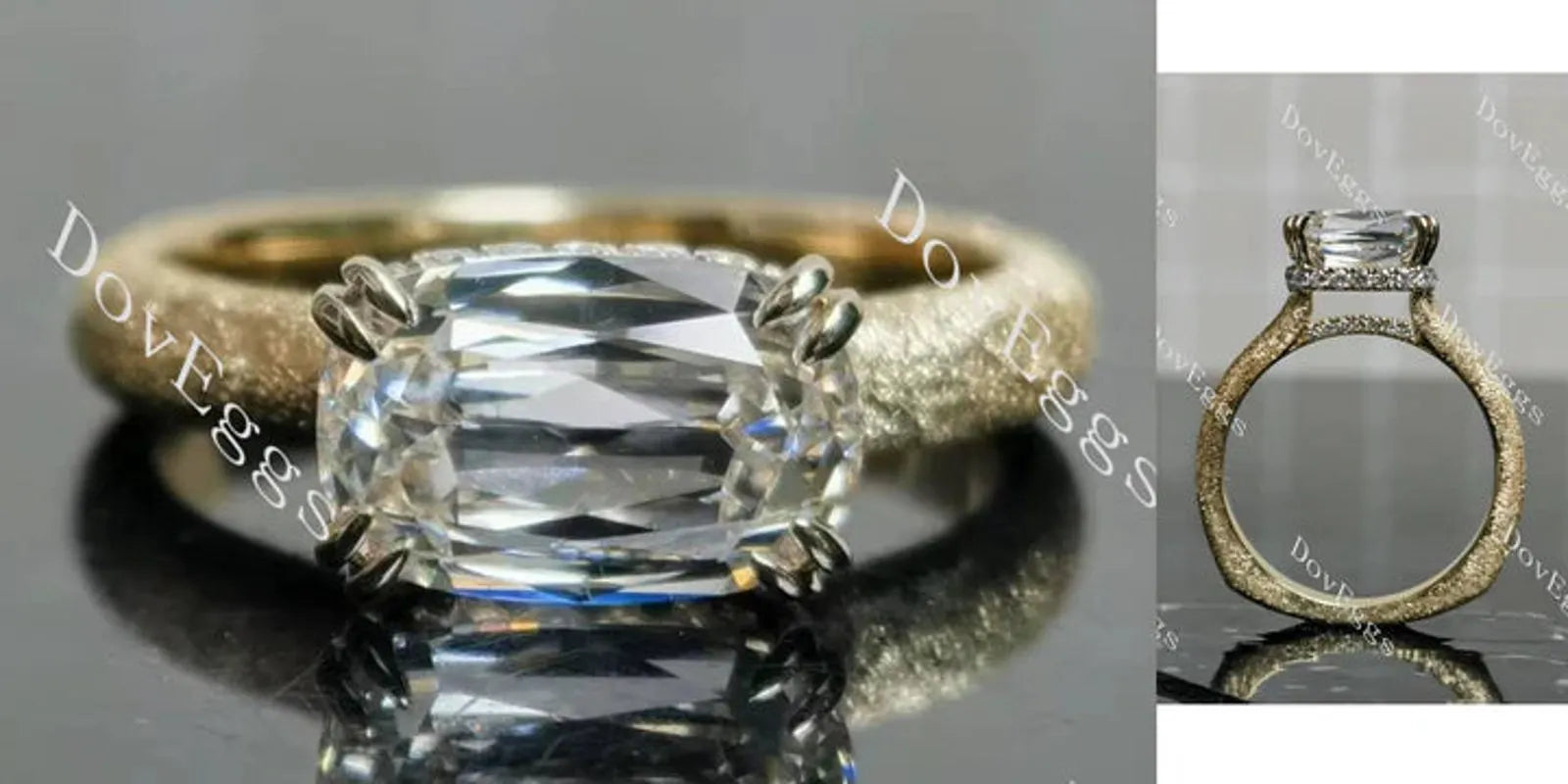 Floral halo engagement ring semi-mount only(Exclusively to DovEggs Stones)