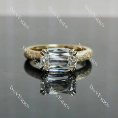 Cushion hidden halo textured moissanite engagement ring | Doveggs