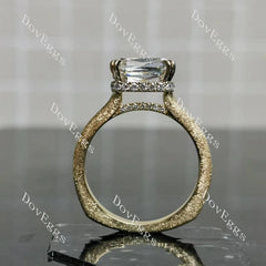 Cushion hidden halo textured moissanite engagement ring | Doveggs