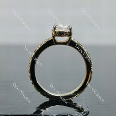Modified elongated cushion carved vintage brilliant moissanite engagement ring| DovEggs