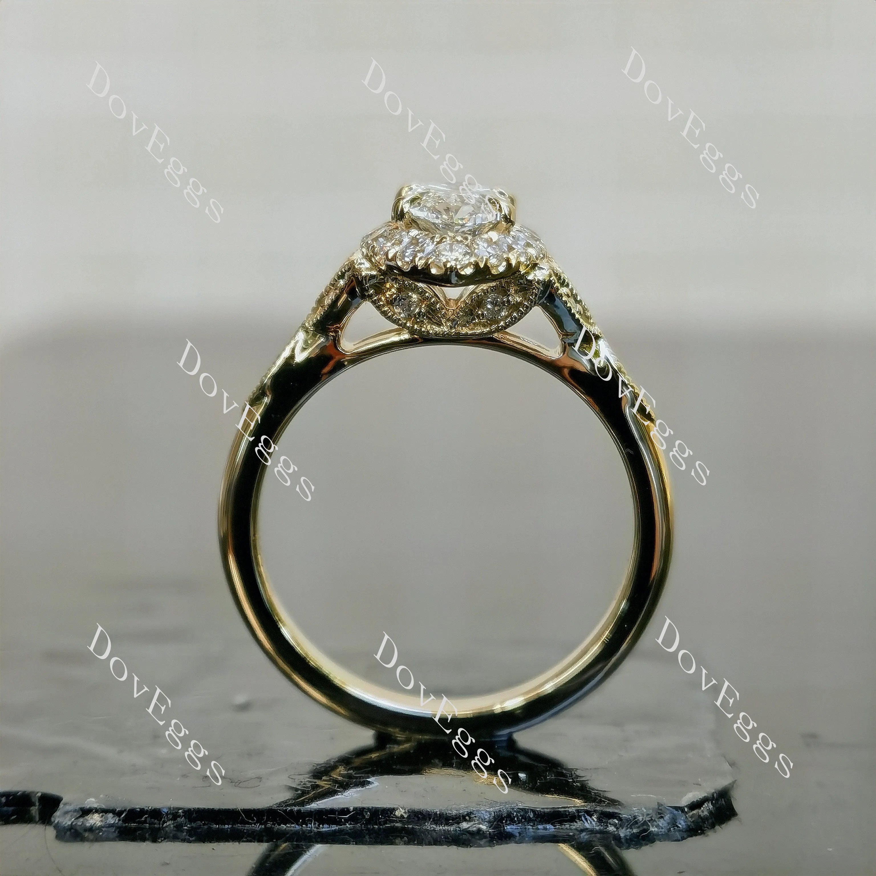Doveggs Marquise Halo Side Stones Art Deco Lab Grown Diamond Engagement Ring