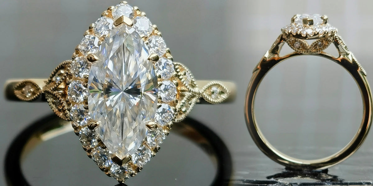 Doveggs halo side stones art deco engagement ring semi-mount only(Exclusively to DovEggs Stones)