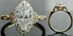 Doveggs halo side stones art deco engagement ring semi-mount only(Exclusively to DovEggs Stones)