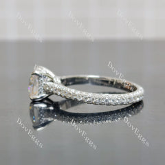 Bailey Rae cushion pave full eternity moissanite engagement ring
