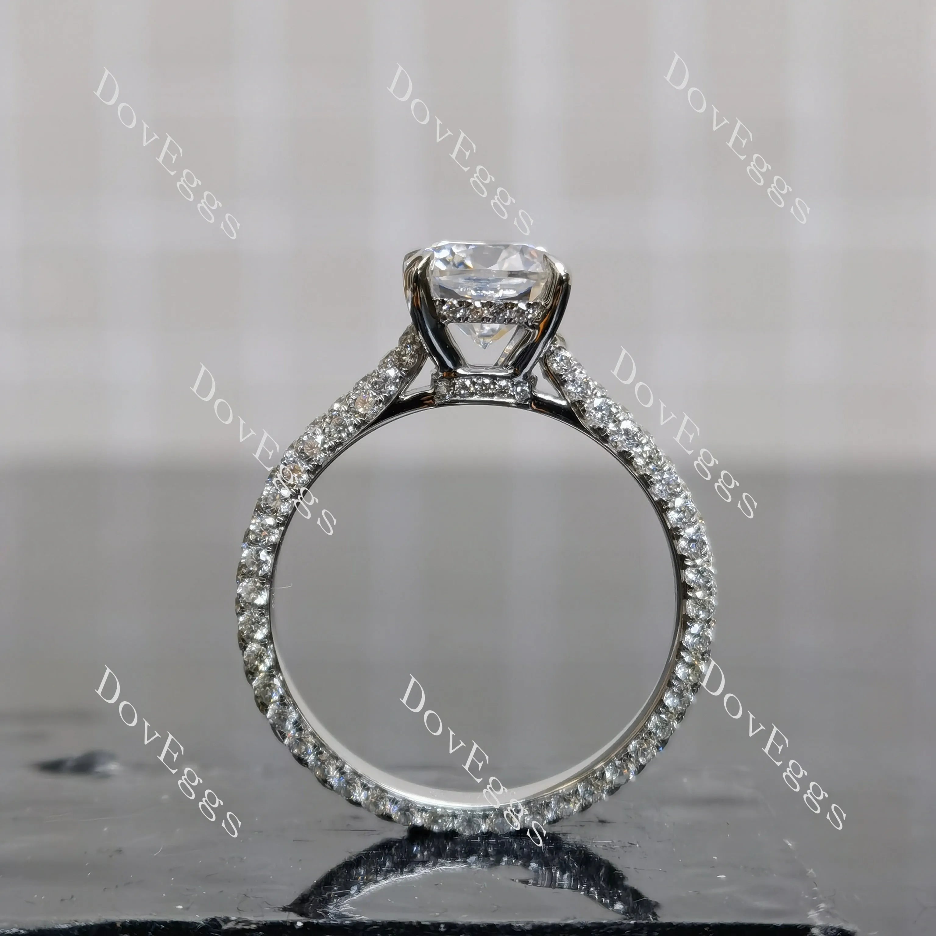 Bailey Rae cushion pave full eternity moissanite engagement ring