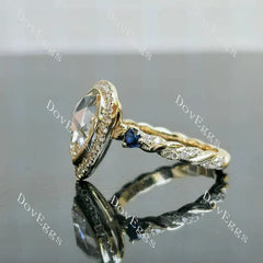 Vintage halo bezel antique cut ethical lab diamond engagement ring only semi-mount only(Exclusively to DovEggs Stones)