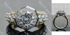 Octagon art deco halo 3/4 eternity moissanite engagement ring| DovEggs