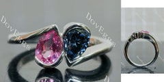 Doveggs bezel two stones engagement ring only semi-mount only(Exclusively to DovEggs Stones)