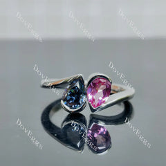 Doveggs bezel two stones engagement ring only semi-mount only(Exclusively to DovEggs Stones)
