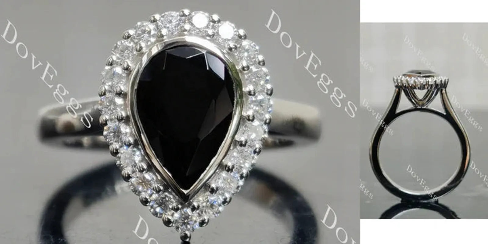 Bezel halo engagement ring semi-mount only(Exclusively to DovEggs Stones)
