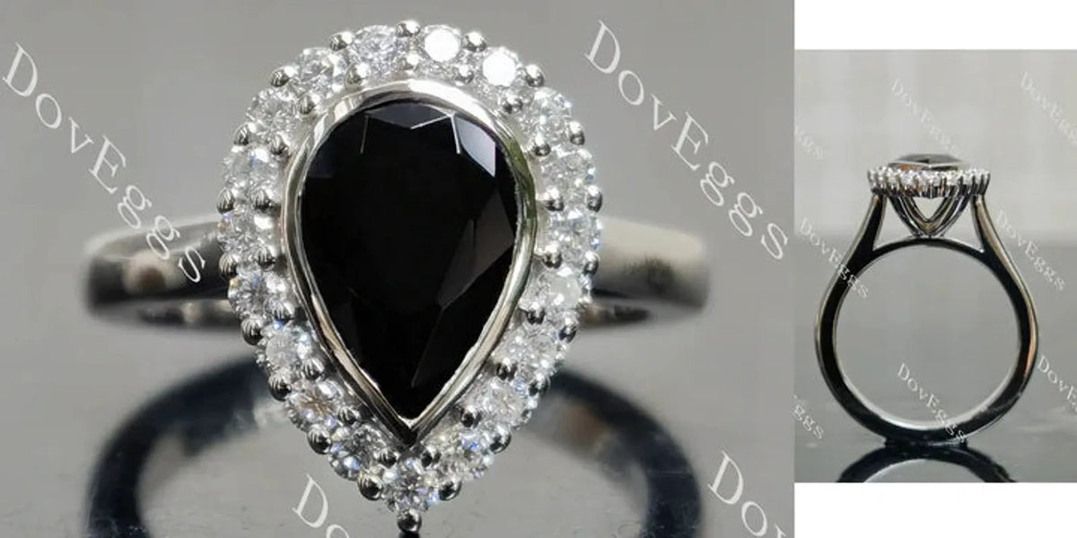 Bezel halo engagement ring semi-mount only(Exclusively to DovEggs Stones)