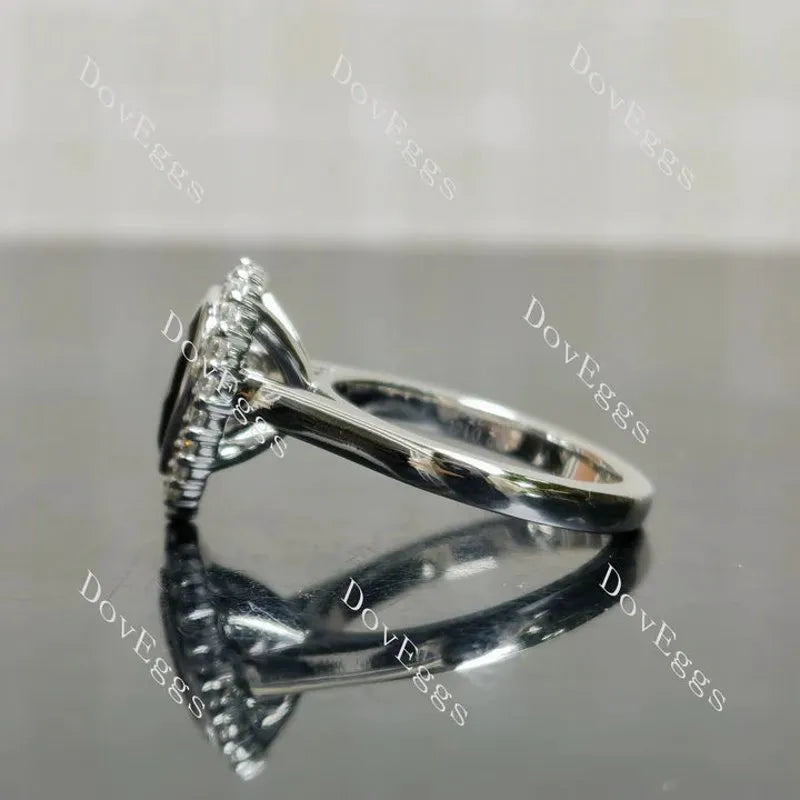 Bezel halo engagement ring semi-mount only(Exclusively to DovEggs Stones)